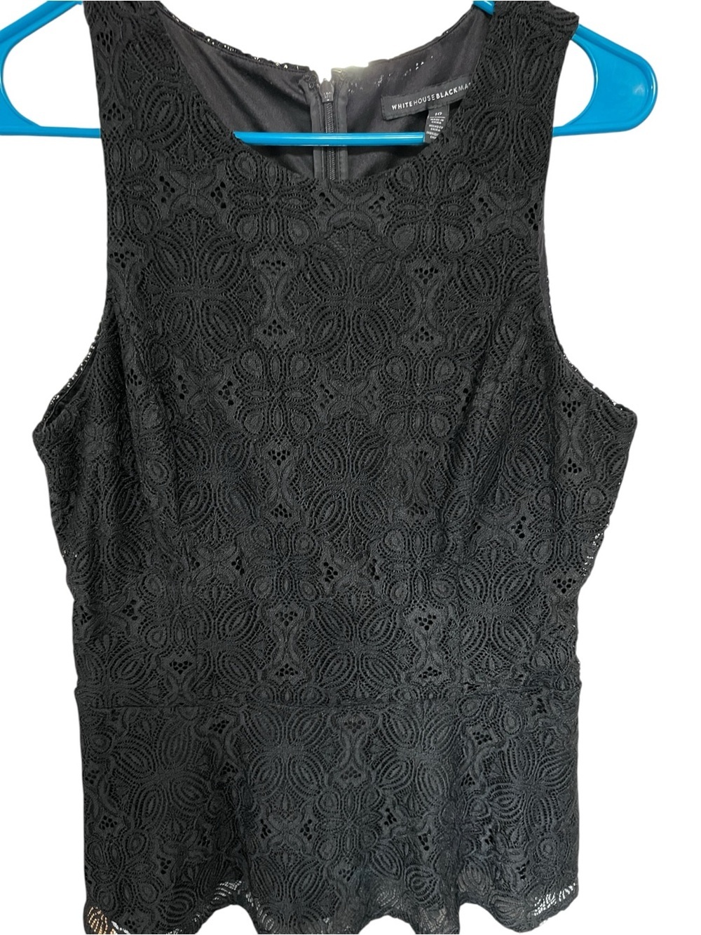 White House Black Market Black Lace Peplum Tank